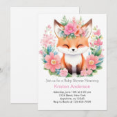 Invitation Boho Fox Forest Bliss Girl Baby shower (Devant / Derrière)