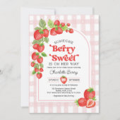 Invitation Boho fraise Berry Sweet Baby Girl Douche (Devant)