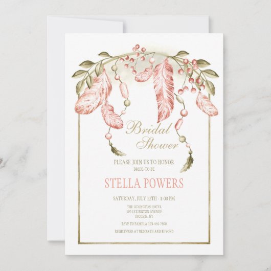 Invitation Boho Frame Douche (Devant)