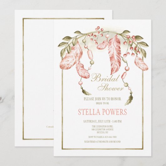 Invitation Boho Frame Douche (Devant / Derrière)