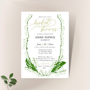 Invitation Boho Frame Elegant Lily Valley Gold Fête des marié