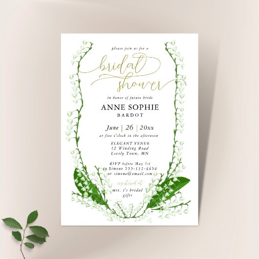 Invitation Boho Frame Elegant Lily Valley Gold Fête des marié