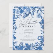Invitation Boho French blue main peint fin de semaine bachelo (Devant)