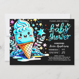 Invitation Boho Frosting Ice Cream Baby shower garçon