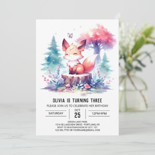 Invitation Boho Fun Fox Anniversaire numérique (Debout devant)