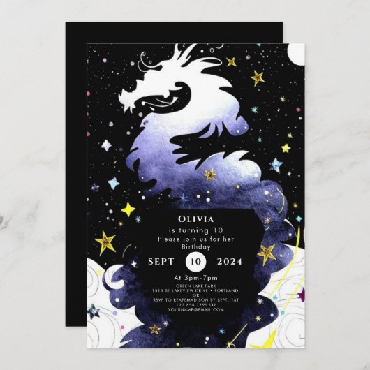 Invitation Boho Fun Magic Dragon Anniversaire (Devant / Derrière)