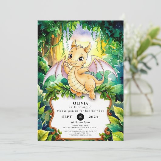 Invitation Boho Fun Magic Dragon Anniversaire (Debout devant)