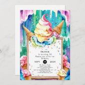 Invitation Boho Fun Magic Ice Cream Anniversaire (Devant / Derrière)