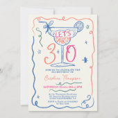 Invitation Boho fun quirky whimsical scribbles 30 anniversair (Devant)