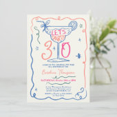 Invitation Boho fun quirky whimsical scribbles 30 anniversair (Debout devant)