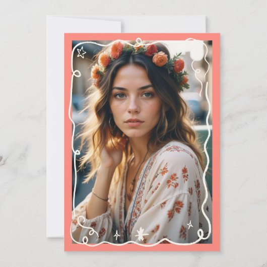 Invitation Boho fun quirky whimsical scribbles 30 anniversair (Dos)