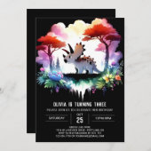 Invitation Boho Fun Triceratops Anniversaire (Devant / Derrière)