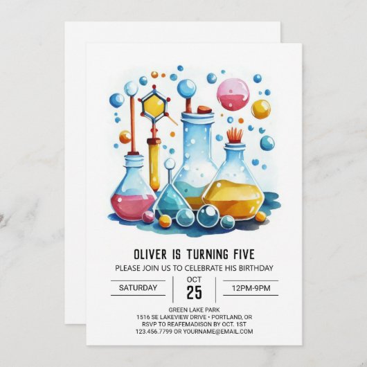 Invitation Boho Fusion Potion Scientifique Anniversaire (Devant / Derrière)