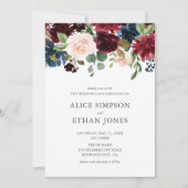 Invitation Boho Garden Bourgogne Mariage de automne bleu (Devant)