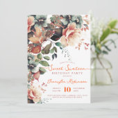 Invitation Boho Garden Floral Sweet 16 Anniversaire (Debout devant)