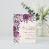 Invitation Boho Garden lilas violet floral script Quinceañera (Debout devant)