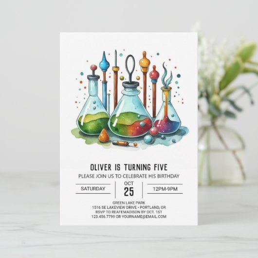 Invitation Boho Gear Discovery Scientifique Anniversaire (Debout devant)