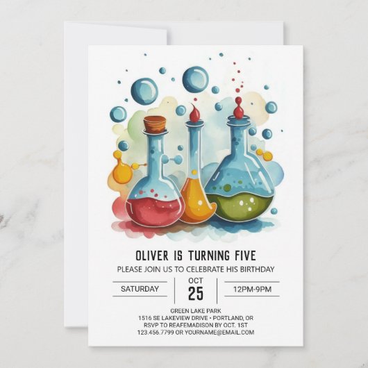 Invitation Boho Gear Potion Scientifique Anniversaire (Devant)