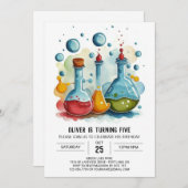 Invitation Boho Gear Potion Scientifique Anniversaire (Devant / Derrière)