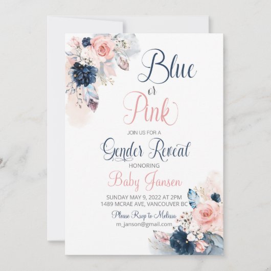 Invitation Boho Gender Reveal (Devant)