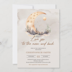 Invitation Boho genre neutre cuivre lune et dos