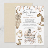 Invitation Boho Genre Neutre Jouets bébé Baby shower (Devant / Derrière)