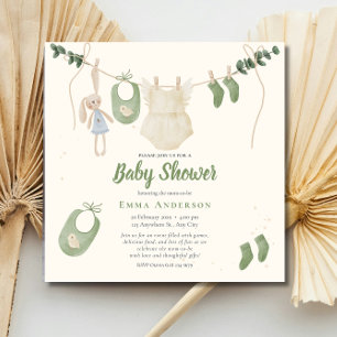 Invitation Boho Genre Neutre Vintage bébé Rustique Douche