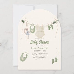 Invitation Boho Genre Neutre Vintage bébé Rustique Douche