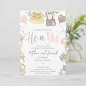 Invitation Boho Genre Révéler Fille Ou Garçon Lui ou Elle (Debout devant)