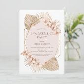 Invitation Boho Géométrique Blush Floral Palm Fiançailles (Debout devant)