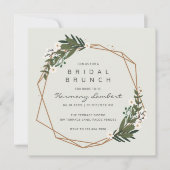 Invitation Boho Géométrique Or Vert Moderne Brunch nuptial (Devant)