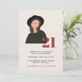 Invitation Boho Girl Minimalist Terracotta 21e anniversaire (Debout devant)