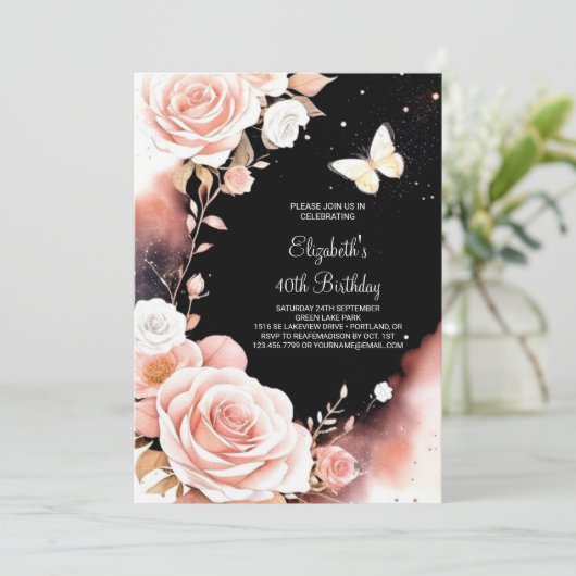 Invitation Boho Glam Digital 40e anniversaire (Debout devant)