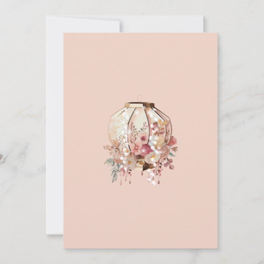 Invitation Boho Glamping Party rose Élégant (Dos)