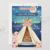 Invitation Boho Glamping Teepee Sleepoe anniversaire (Devant)