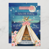 Invitation Boho Glamping Teepee Sleepoe anniversaire (Devant / Derrière)