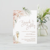 Invitation Boho Glass Floral Bride & Fête des mariées Bubbly (Debout devant)