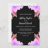 Invitation Boho Glow Neon Couleurs noir Floral Mariage (Devant)