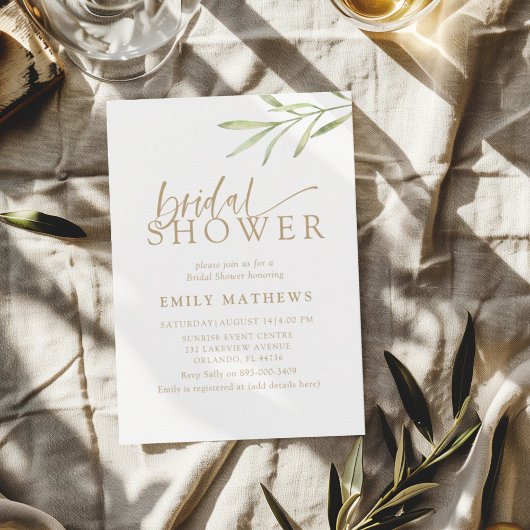 Invitation Boho Gold & Botanical Bridal Shower