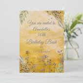 Invitation Boho Gold Elegant floral 50e (Debout devant)