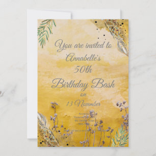 Invitation Boho Gold Elegant floral 50e