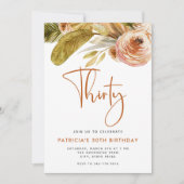 Invitation Boho Gold Rose Floral 30e fête d'anniversaire (Devant)