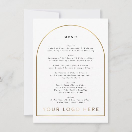 Invitation Boho Golden Arch Event Logo du MENU NUMÉRIQUE (Devant)