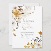 Invitation Boho Golden Yellow Meadow Fleurs Jaune Mariage (Devant)