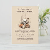 Invitation Boho Gothic Fall Party avec crâne et fleurs (Debout devant)