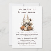 Invitation Boho Gothic Fall Party avec crâne et fleurs (Devant)