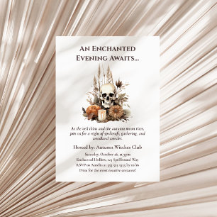 Invitation Boho Gothic Fall Party avec crâne et fleurs