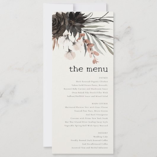 Invitation Boho Gothic Rust Black Botanique Mariage Menu Card (Devant)