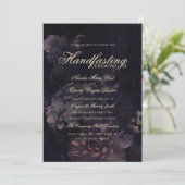 Invitation Boho gothique foncé violet à la main florale (Debout devant)