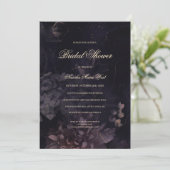Invitation Boho gothique foncé violet Fête des mariées floral (Debout devant)